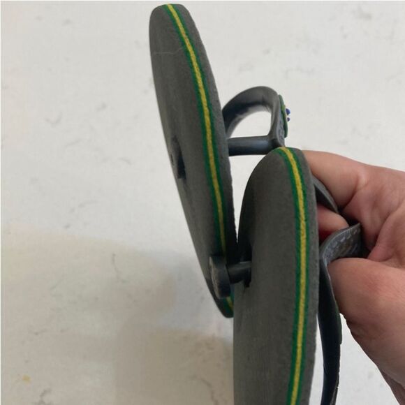 Havana's Brazil Army Green Grey Rubber Flip Flops size 7/8 - Picture 2 of 6